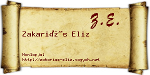 Zakariás Eliz névjegykártya